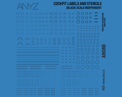 コックピット ラベルとステンシル (黒) (スケールフリー) 