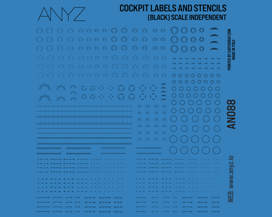 コックピット ラベルとステンシル (黒) (スケールフリー) 