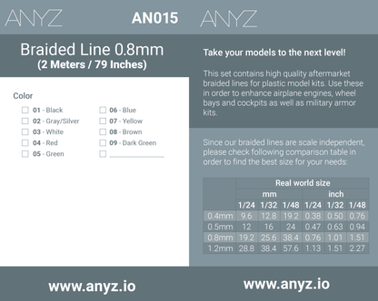 組紐糸 (ぐみついと) Ø 0.8mm (2 メートル / 79 インチ)