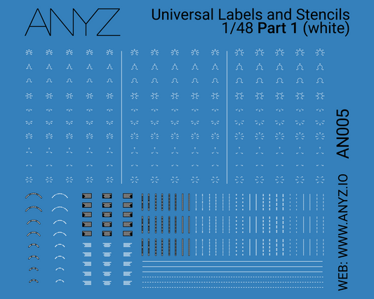 ユニバーサルラベルとステンシル (1/48)  パート 1 (白)